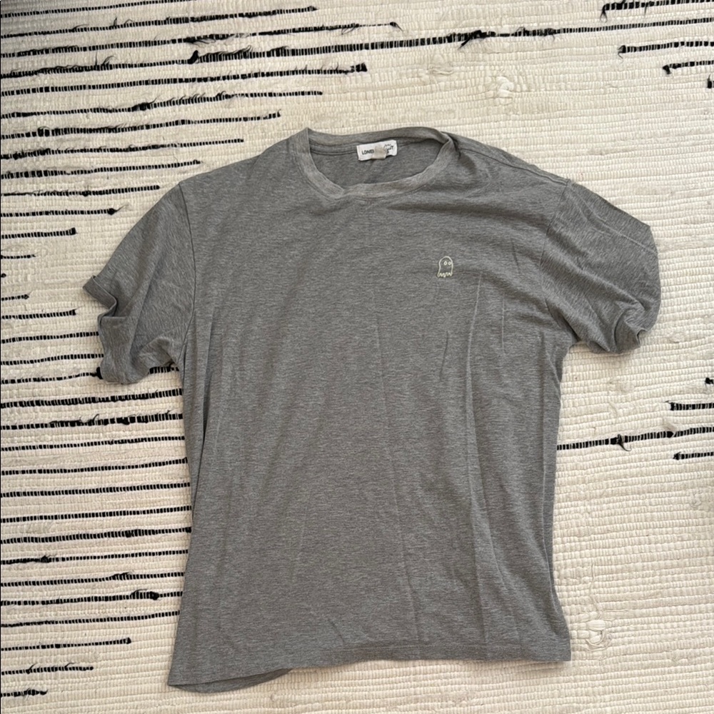 Lonely ghost Gray T-Shirt with Embroidered Logo
